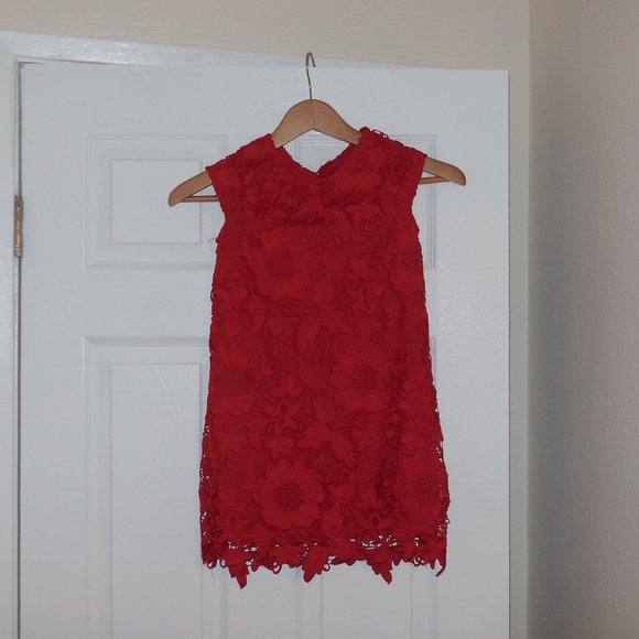 H&M Other - H&M Red Floral Lace Girls Keyhole Back Dress 7-8 YRS